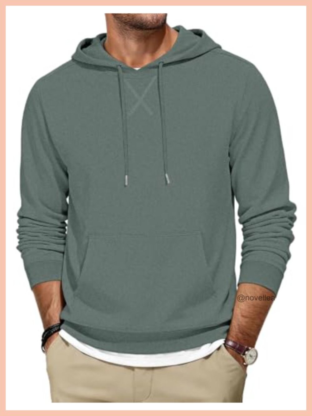 Mens Lightweight Pullover Hoodie Kangaroo Pocket Drawstring Casual Sweatshirt